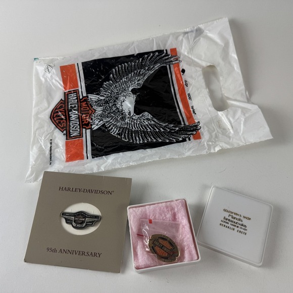 Source Unknown Jewelry - Vintage Harley-Davidson 95th Anniversary Pin Badge Lot USA England 1998 Bear‎